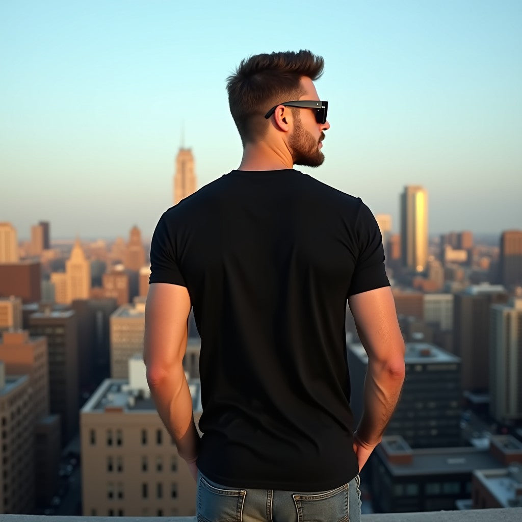Orlando Black Crew Neck Graphic Printed T-shirt