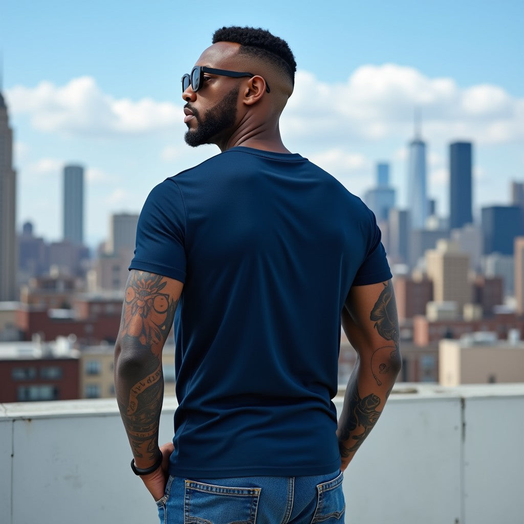 Orlando Navy Blue Crew Neck Graphic Printed T-shirt