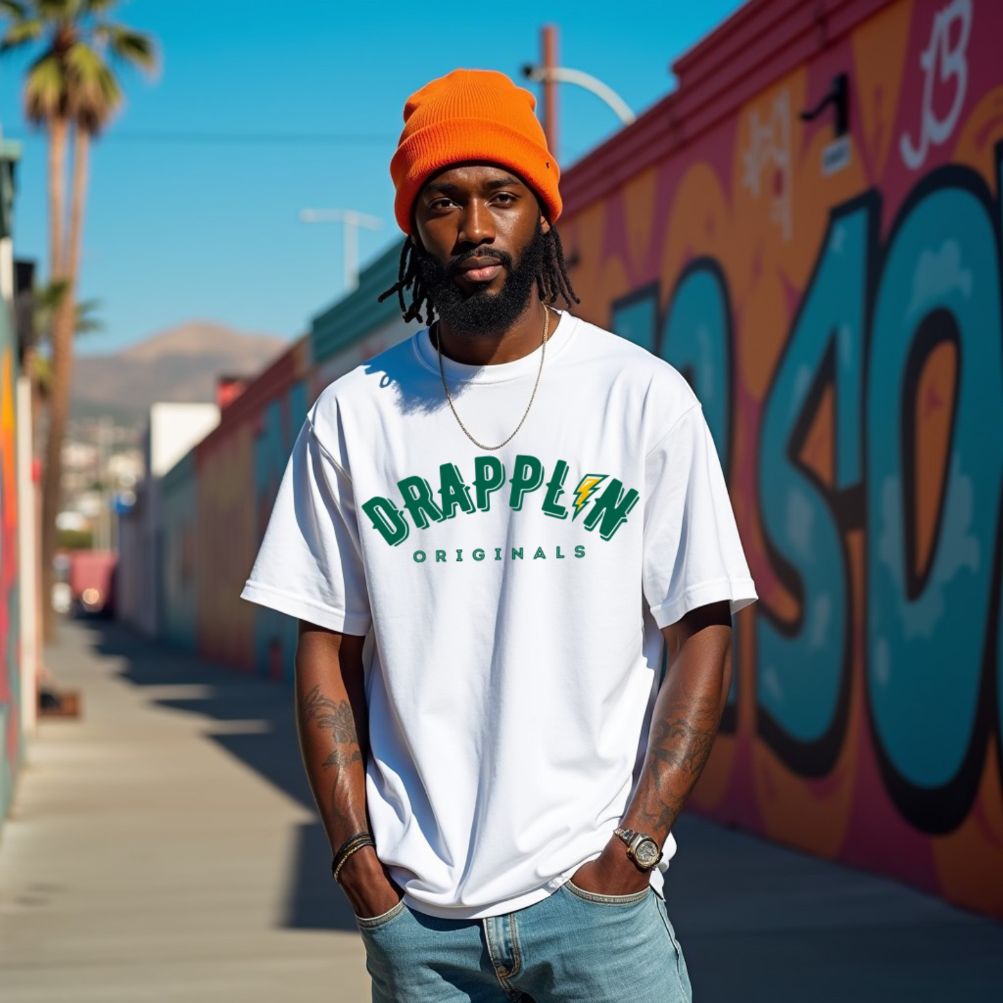 Drapplin Signature White Unisex Oversized Typography Printed T-shirt