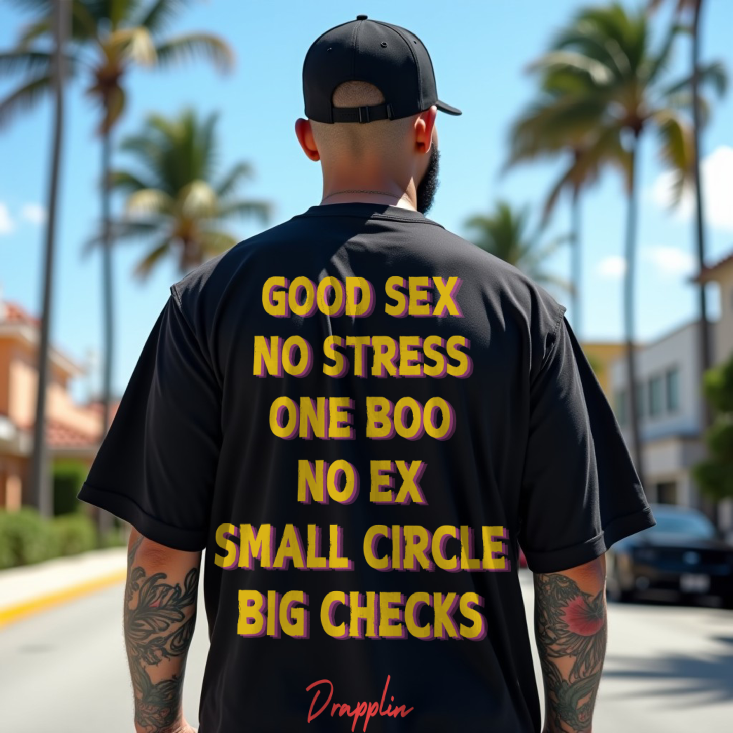 No Stress Premium Black Oversized Typography Back Printed T-shirt