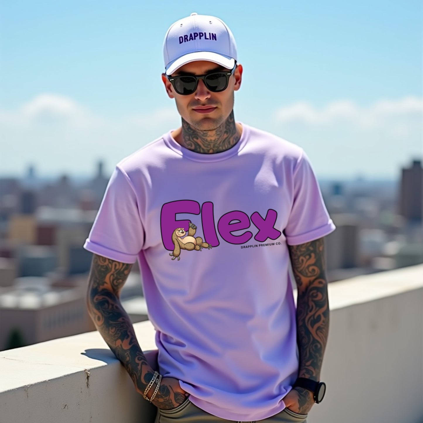 Flex Lavender Crew Neck Graphic Printed T-shirt