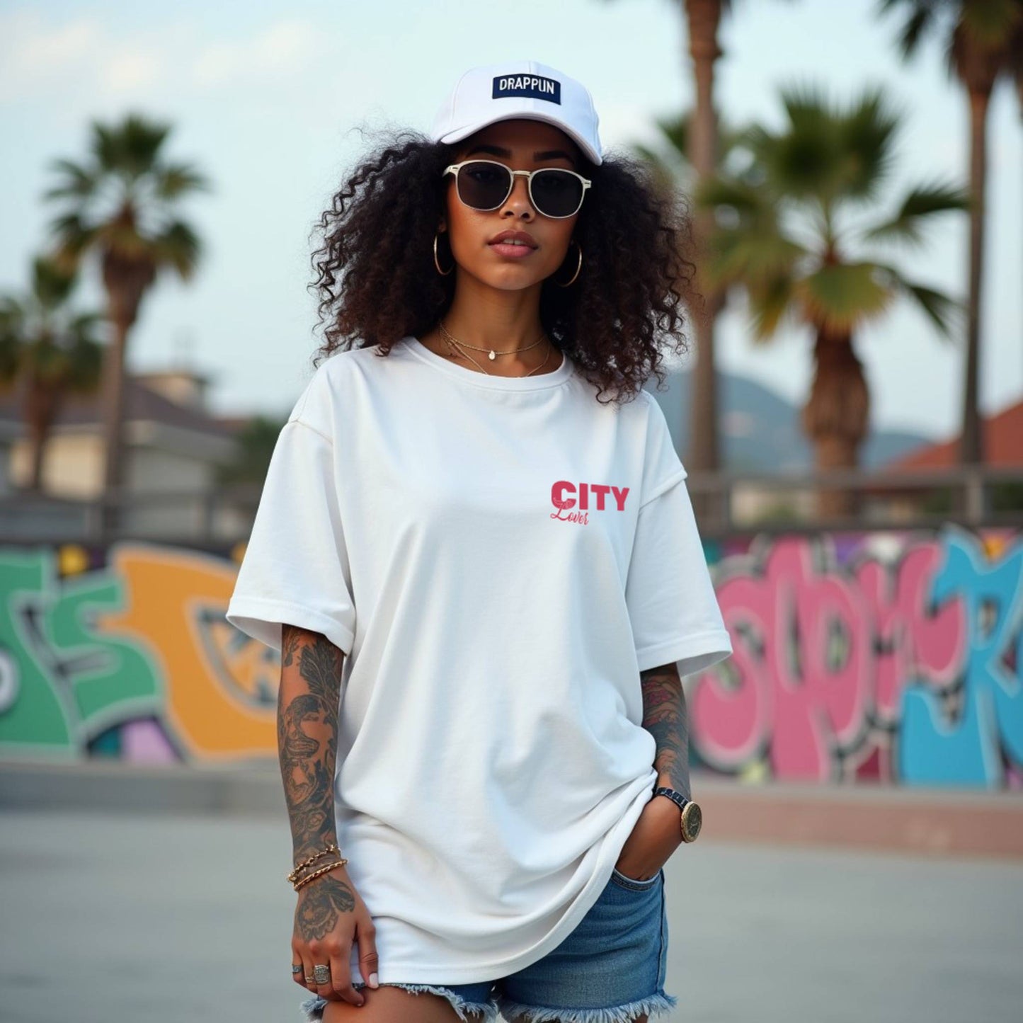 City Lover Premium White Woman Oversized Printed T-shirt