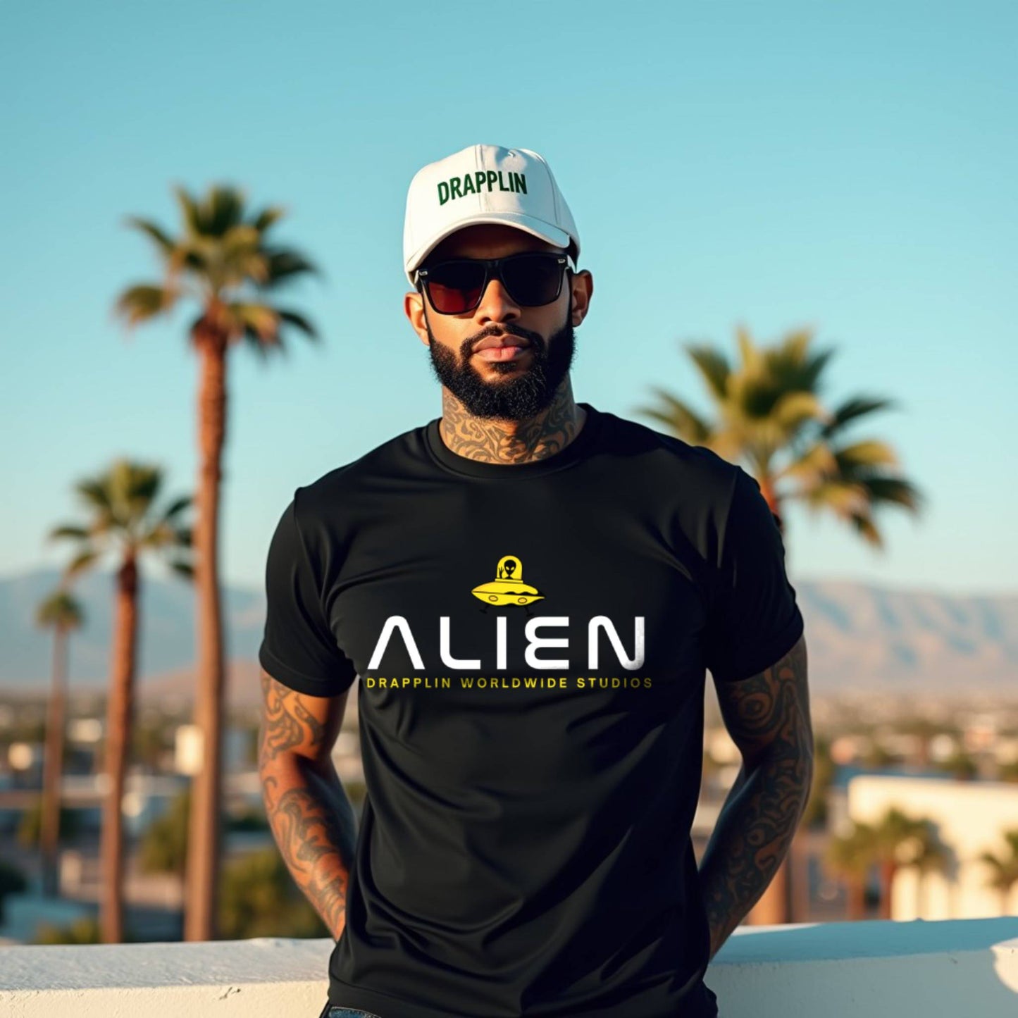 Alien Black Crew Neck Graphic Printed T-shirt