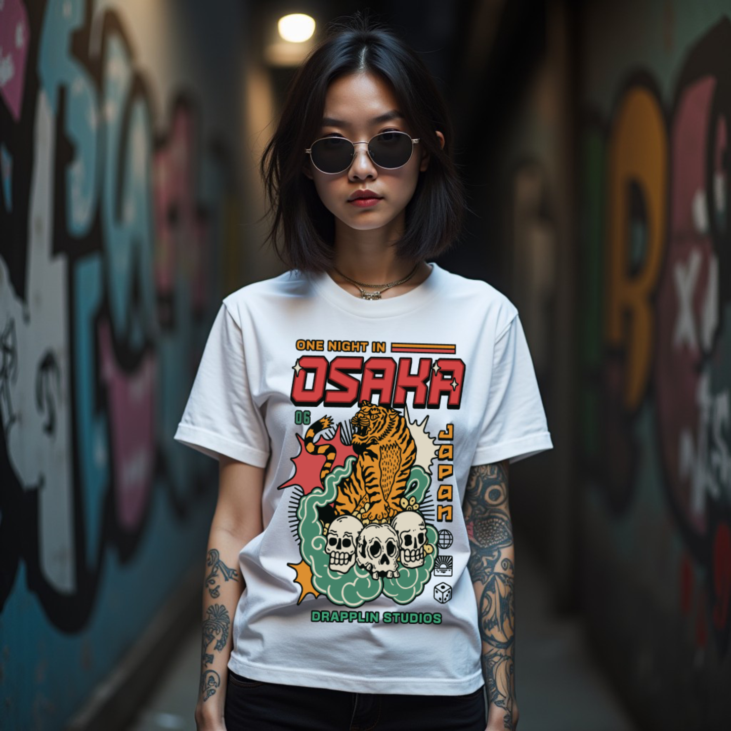 Osaka Unisex White Relaxed Fit Printed T-shirt