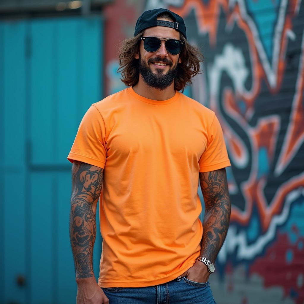 Premium Orange Regular Crew Neck Solid Plain T-shirt