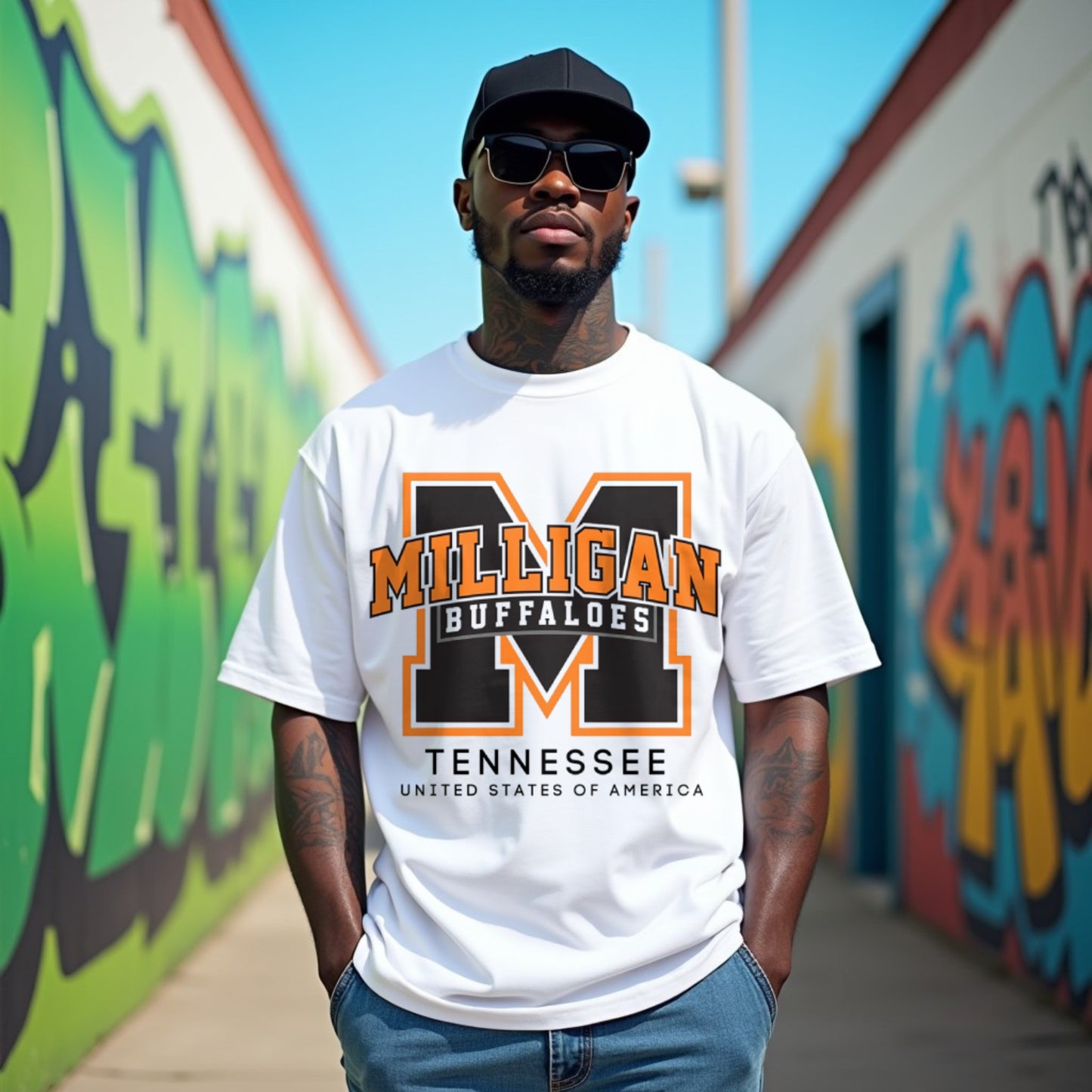 Milligan Premium White Oversized Typography Printed T-shirt