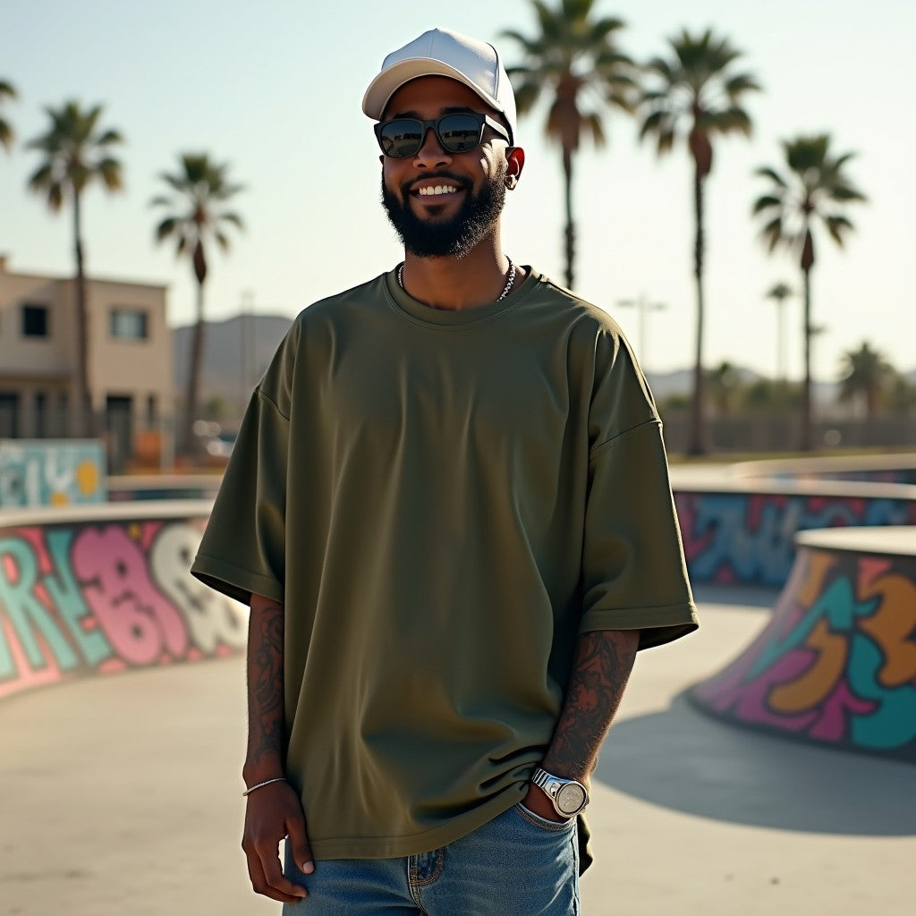 Premium Olive Green Oversized Solid Plain T-shirt