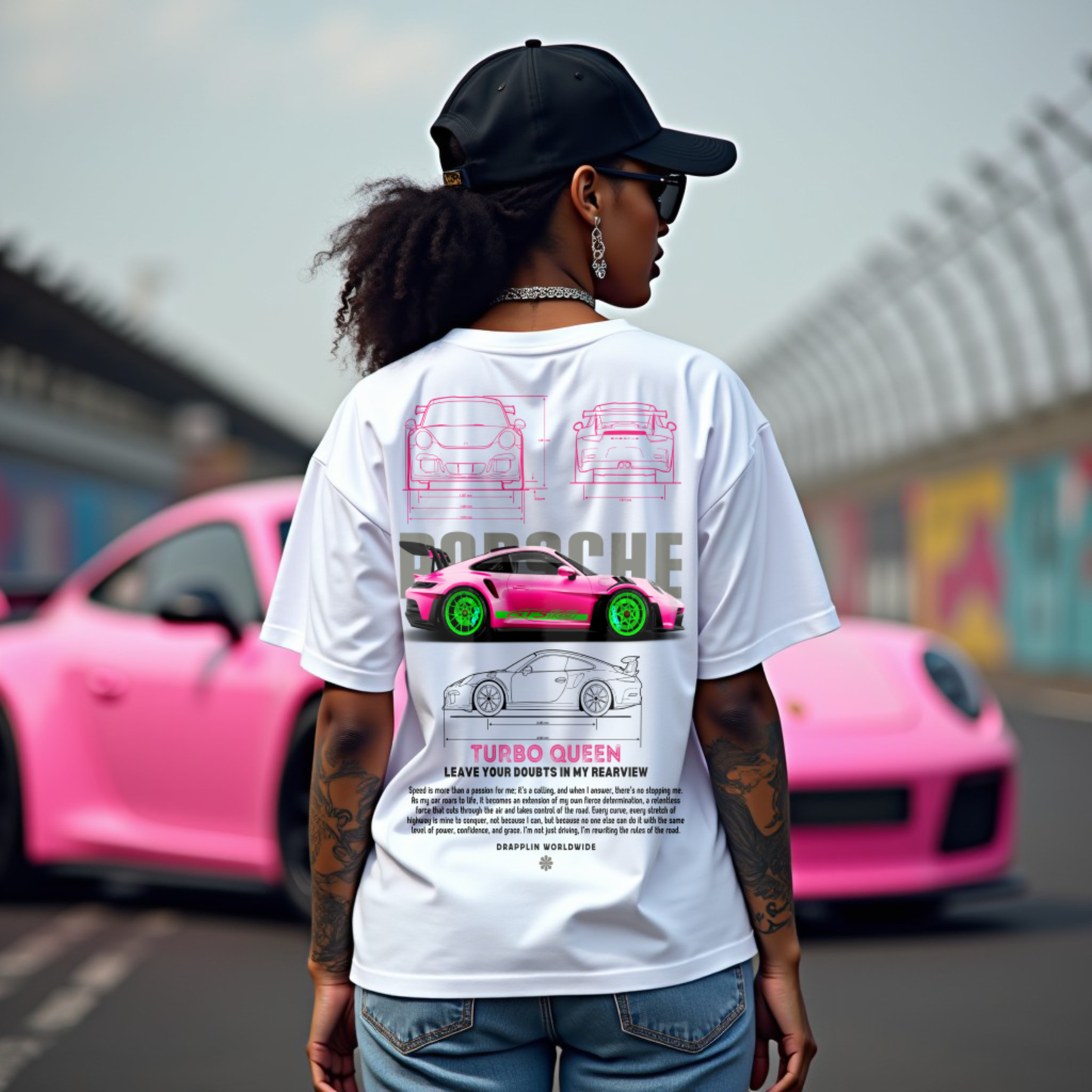 Turboqueen Premium White Woman Oversized Back Printed T-shirt