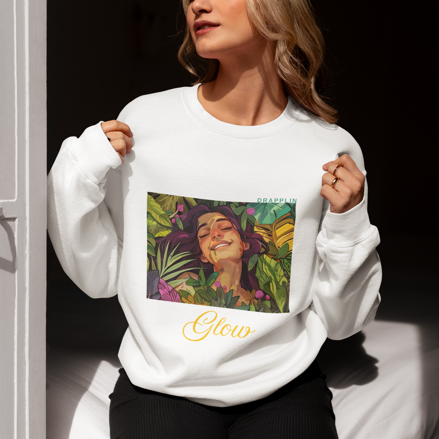 Glow White Woman Regular Typographic Printed Sweatshirt