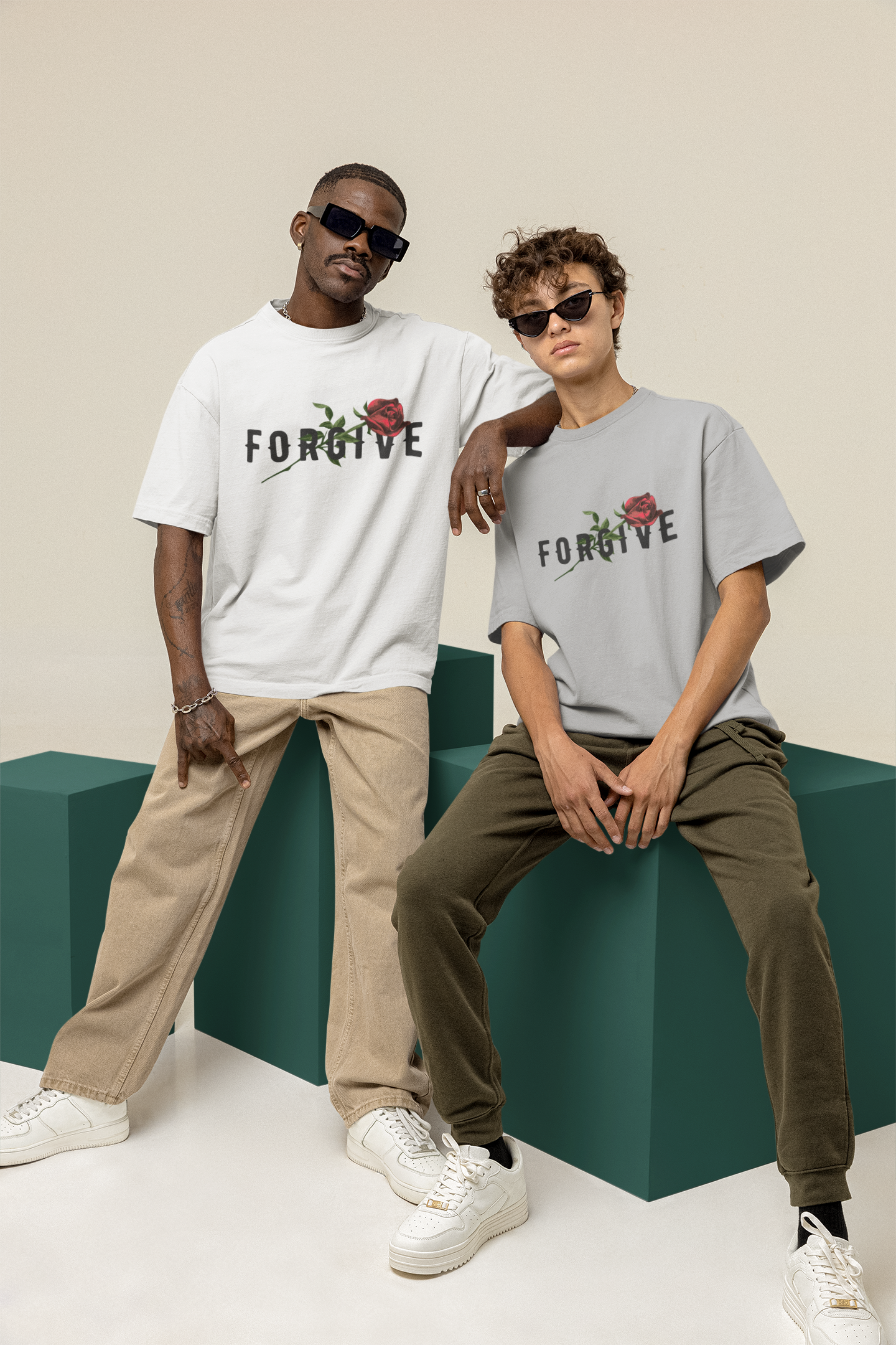 Forgive Premium White Oversized Typography Back Printed T-shirt