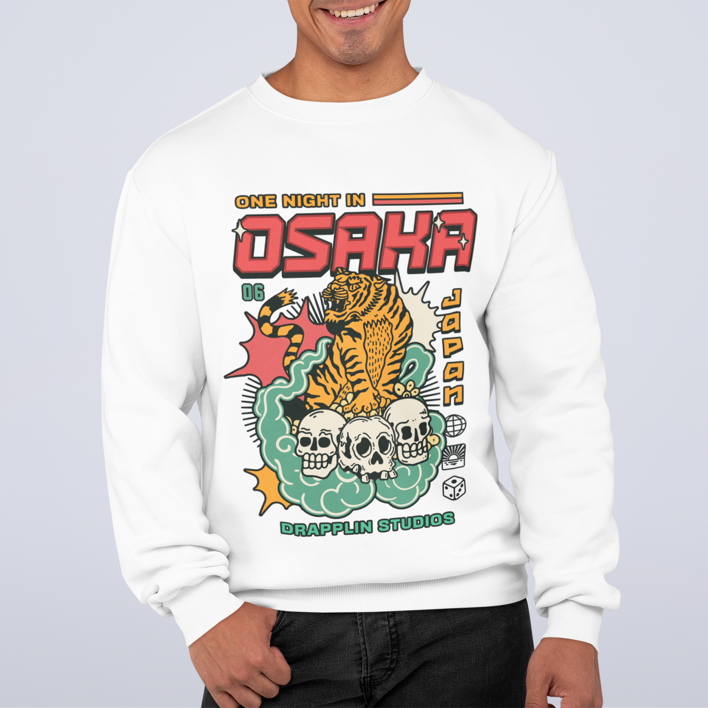 Osaka White Regular Typographic Printed Sweatshirt
