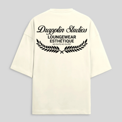 Drapplin Loungewear 280 GSM Unisex Oversized Off White Printed T-shirt