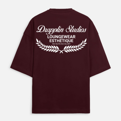 Drapplin Loungewear 280 GSM Unisex Oversized Maroon Printed T-shirt