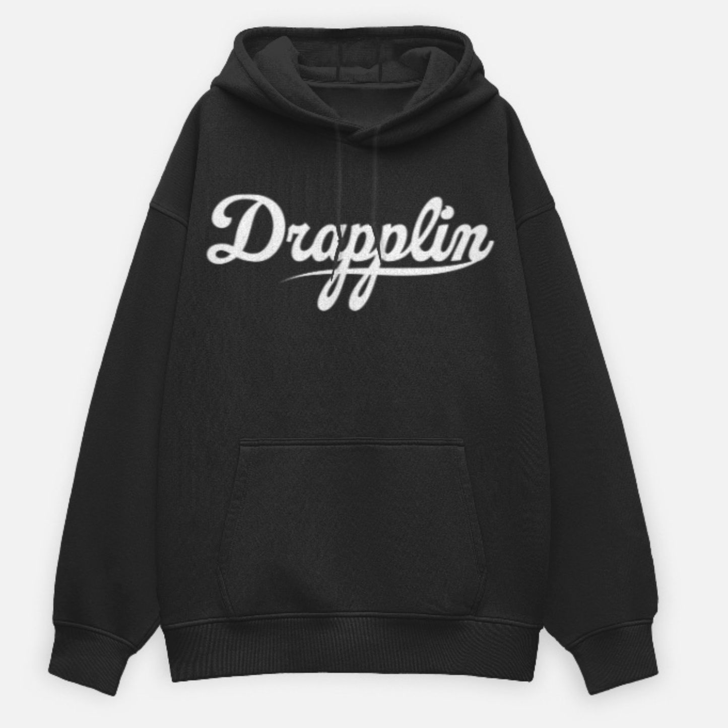 Drapplin Unisex Oversized Black Typography Printed Hoodie