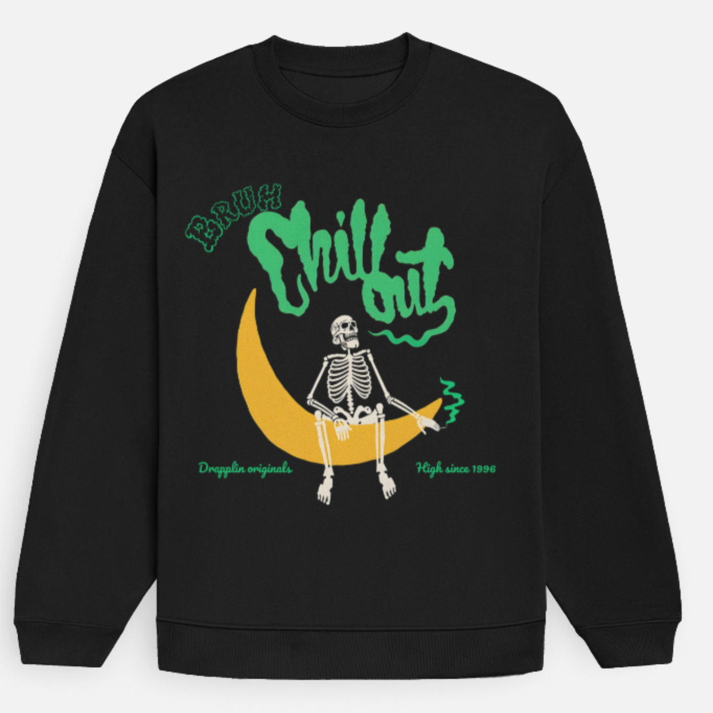 Bruh Black Premium Oversized Printed Sweatshirt