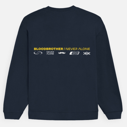 Bloodbrother Navy Blue Premium Oversized Printed Sweatshirt