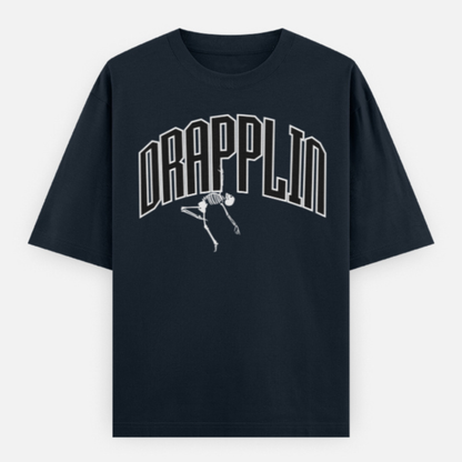 Drapplin Dance Navy Blue Oversized Printed T-shirt
