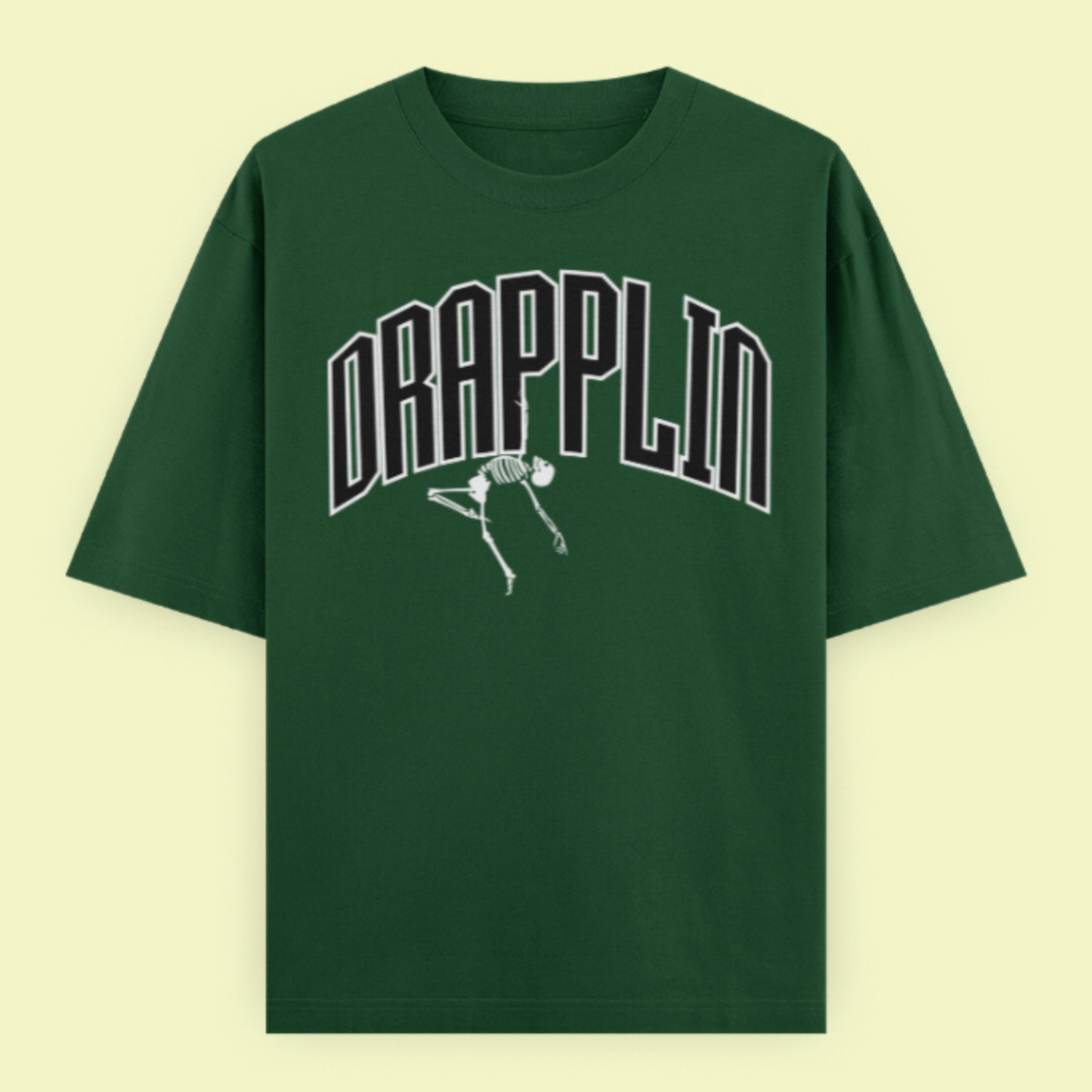 Drapplin Dance Bottle Green Oversized Printed T-shirt