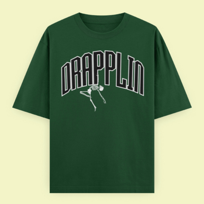Drapplin Dance Bottle Green Oversized Printed T-shirt