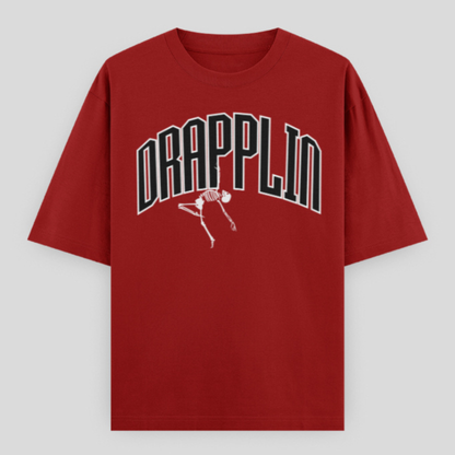 Drapplin Dance Red Oversized Printed T-shirt