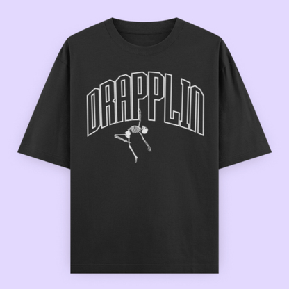 Drapplin Dance Black Oversized Printed T-shirt