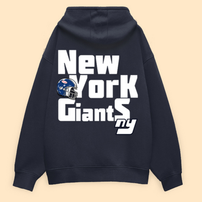 New York Premium Unisex Navy Blue Oversized Back Printed Hoodie