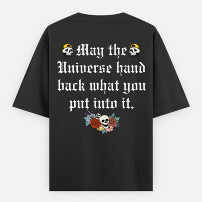 Universe Unisex Black Premium Oversized Typographic Printed T-shirt