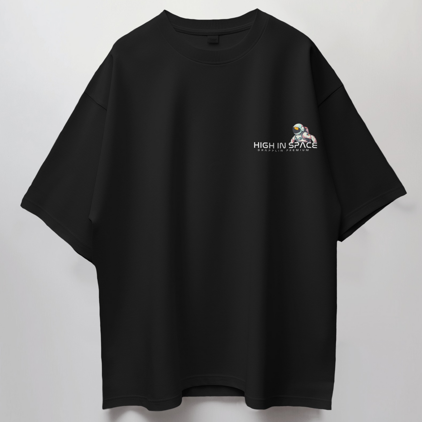 Space Premium Black Oversized Typography Back Printed T-shirt