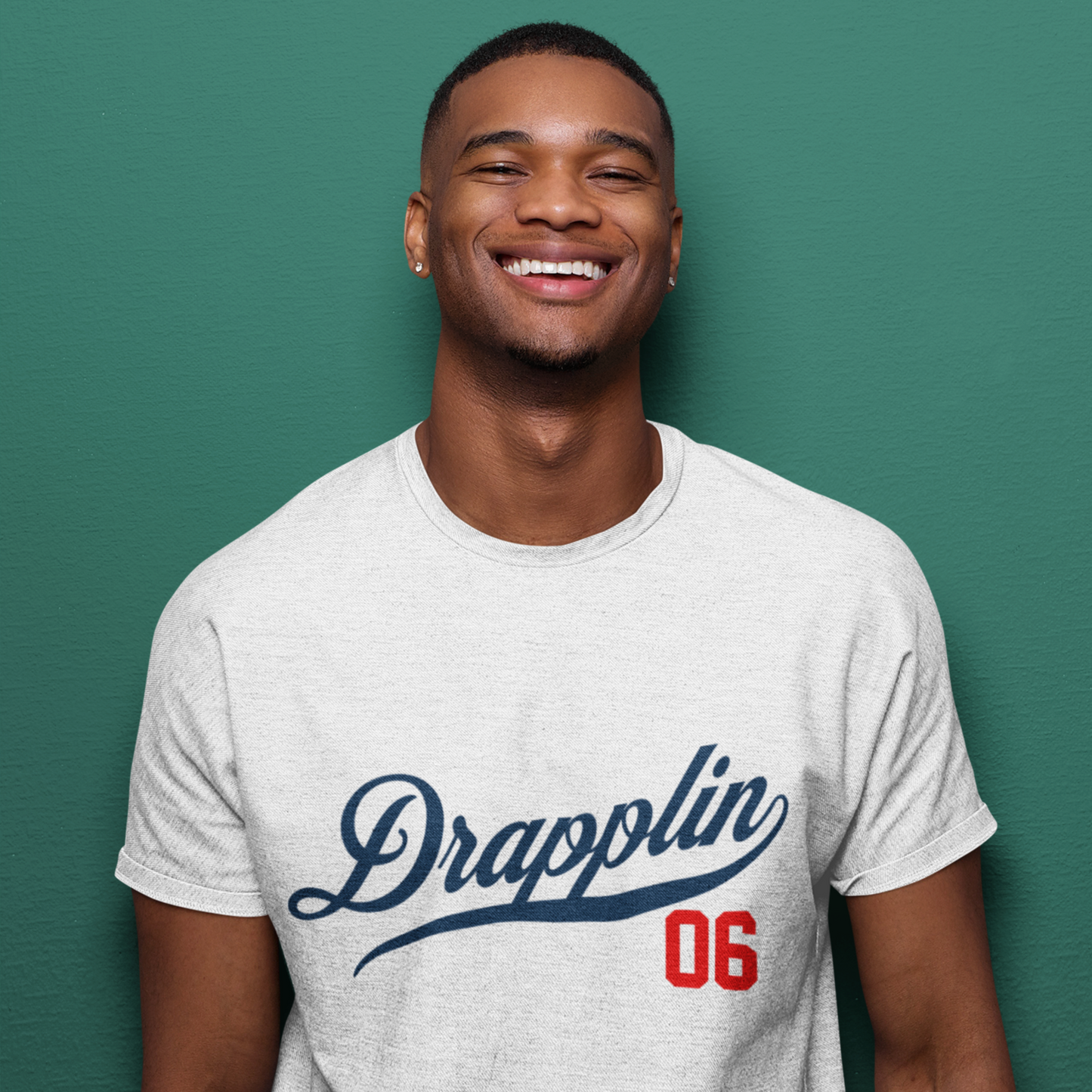 Drapplin 06 White Crew Neck Graphic Printed T-shirt