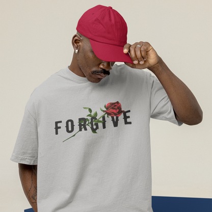Forgive Premium Grey Mélange Oversized Typography Back Printed T-shirt