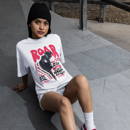 Roar Premium White Oversized Printed T-shirt