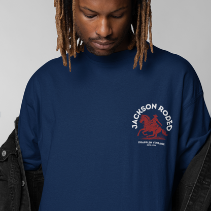 Rodeo Premium Navy Blue Oversized Back Printed T-shirt