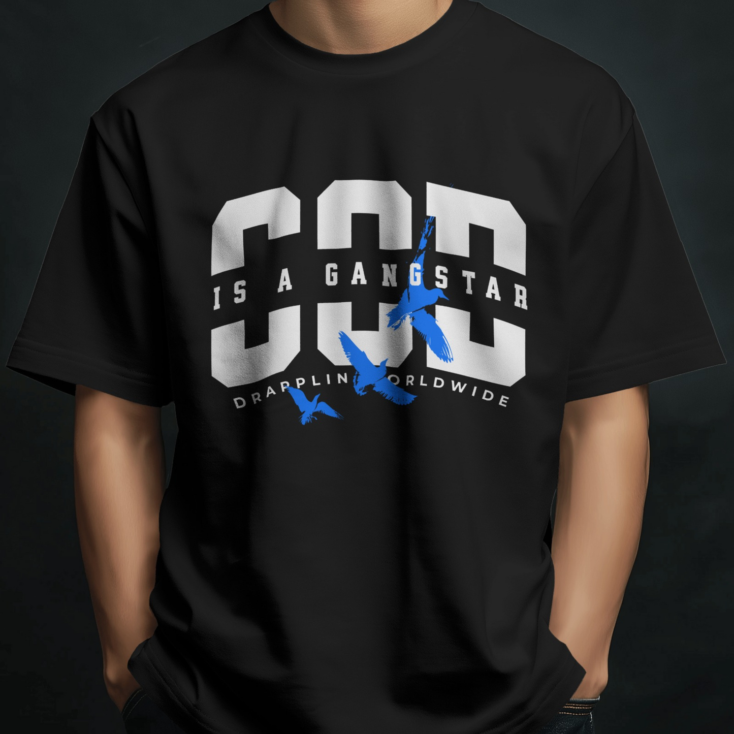 God Gangster Premium Black Oversized Typography Printed T-shirt