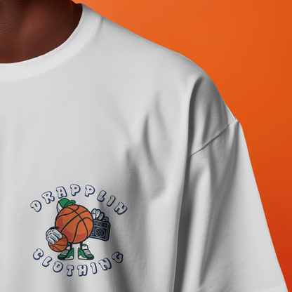 Basketball Premium White Oversized Typography Back Printed T-shirt