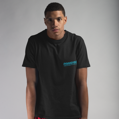Paradise Black Premium Crew Neck Back Graphic Printed T-shirt