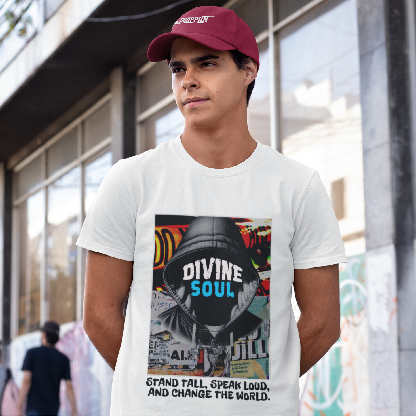 Divine Soul White Crew Neck Graphic Printed T-shirt