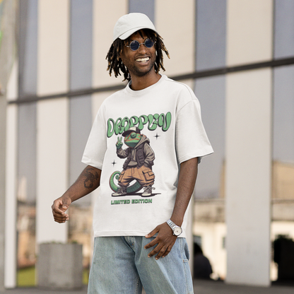 Drapplin Chameleon Premium White Oversized Printed T-shirt