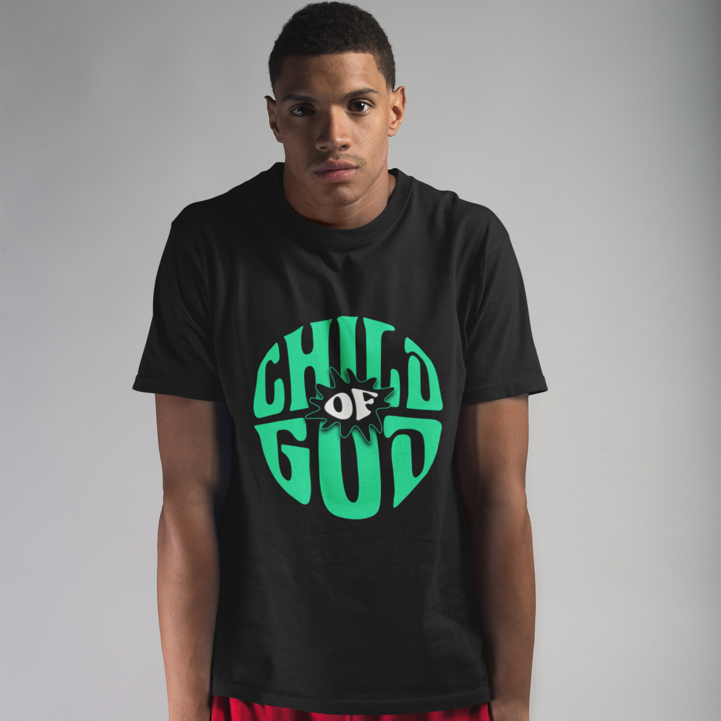 Child Of God Black Crew Neck Graphic Printed T-shirt