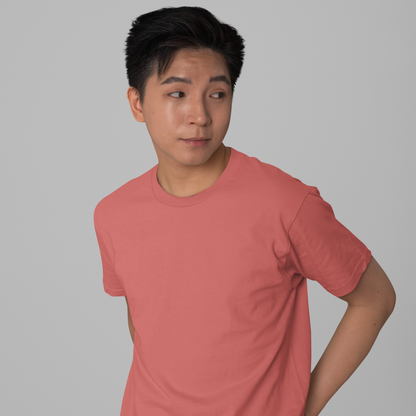 Premium Coral Regular Crew Neck Solid Plain T-shirt