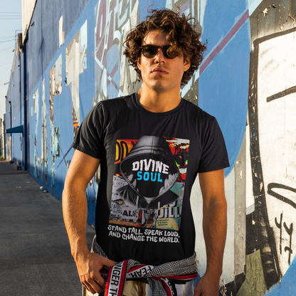 Divine Soul Black Crew Neck Graphic Printed T-shirt