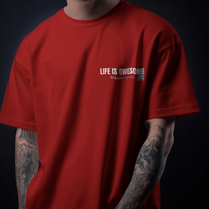 Carpediem Premium Red Oversized Typography Back Printed T-shirt