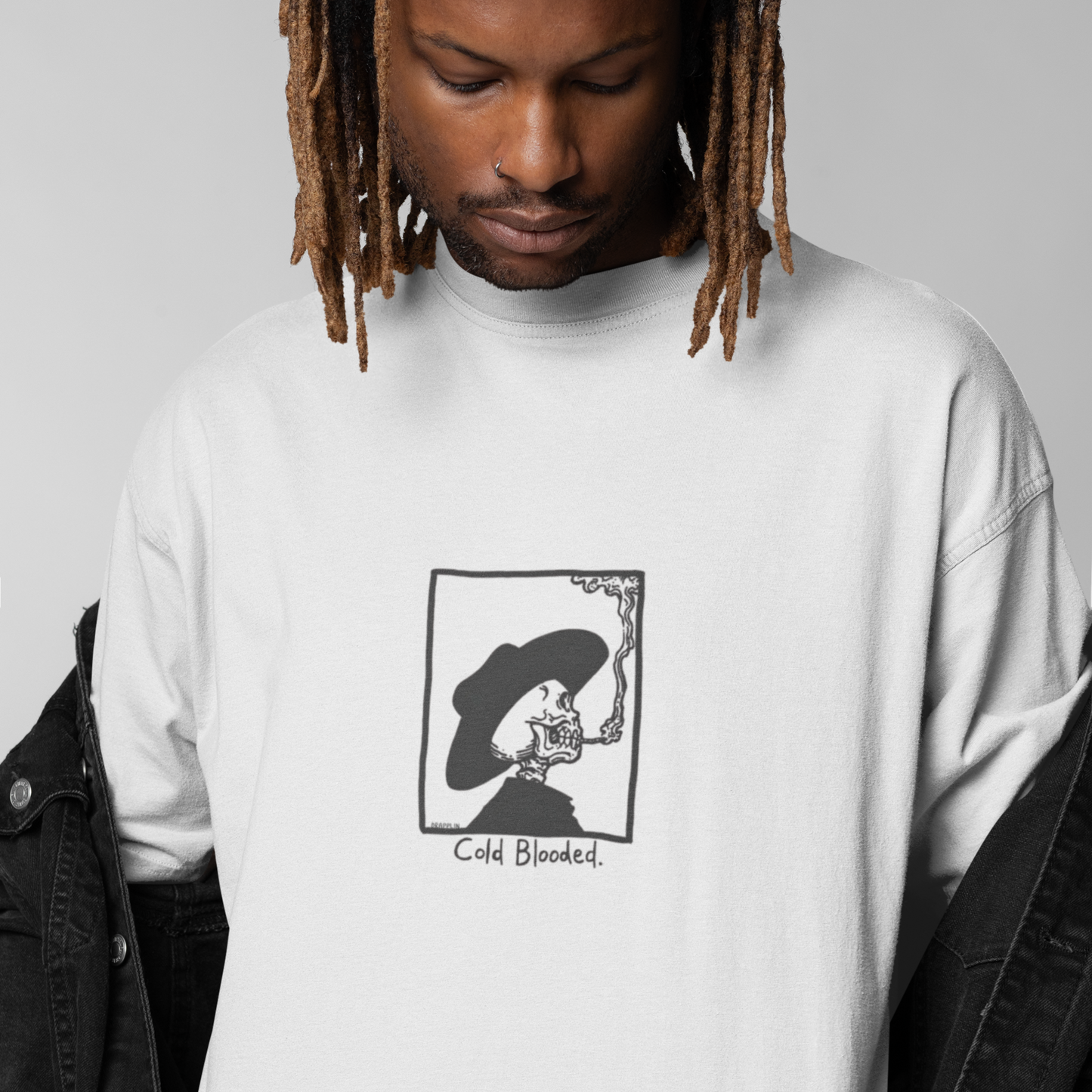 Cold Blooded Premium White Oversized Printed T-shirt