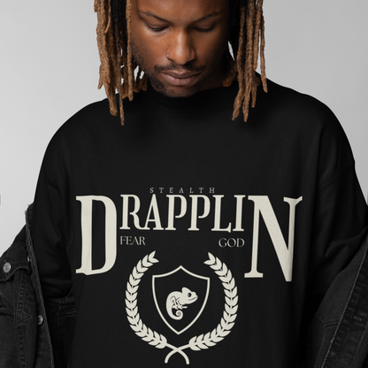 Drapplin Standard Premium Black Oversized Printed T-shirt