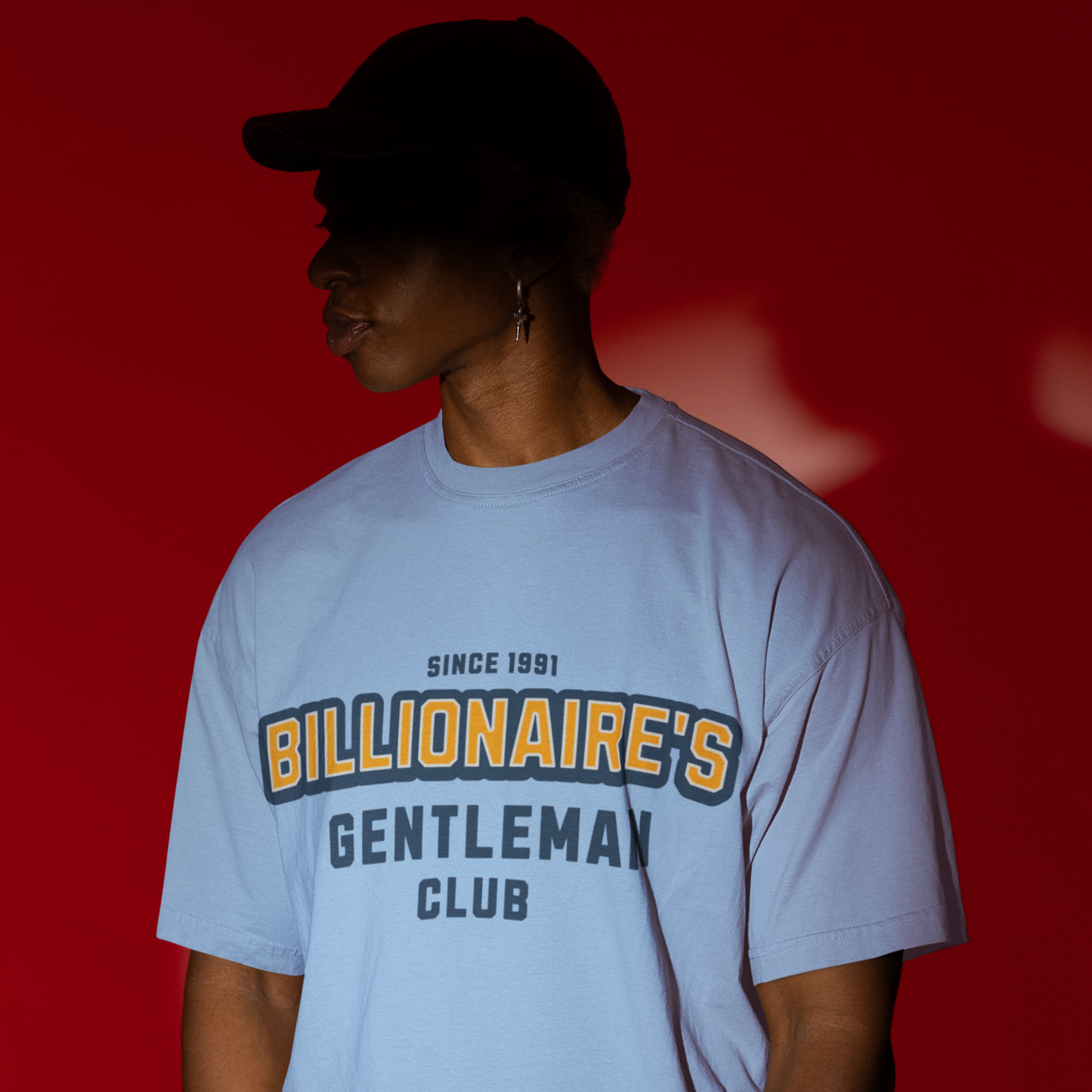 Billionaire Premium Baby Blue Oversized Typography T-shirt