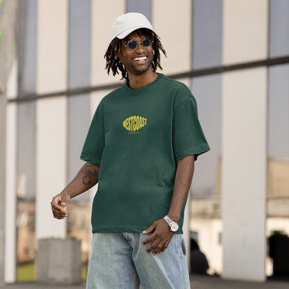 Westcoast Premium Forest Green Oversized Typography Back Printed T-shirt