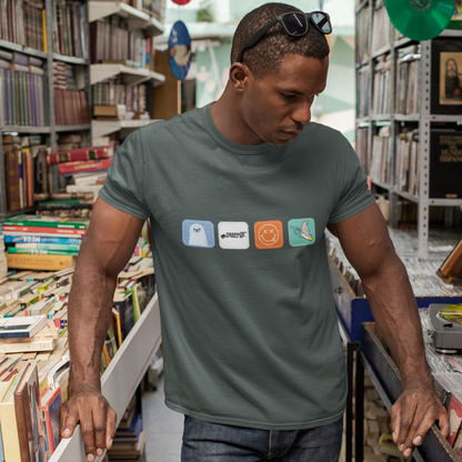 Drapplin Boxes Steel Grey Crew Neck Graphic Printed T-shirt