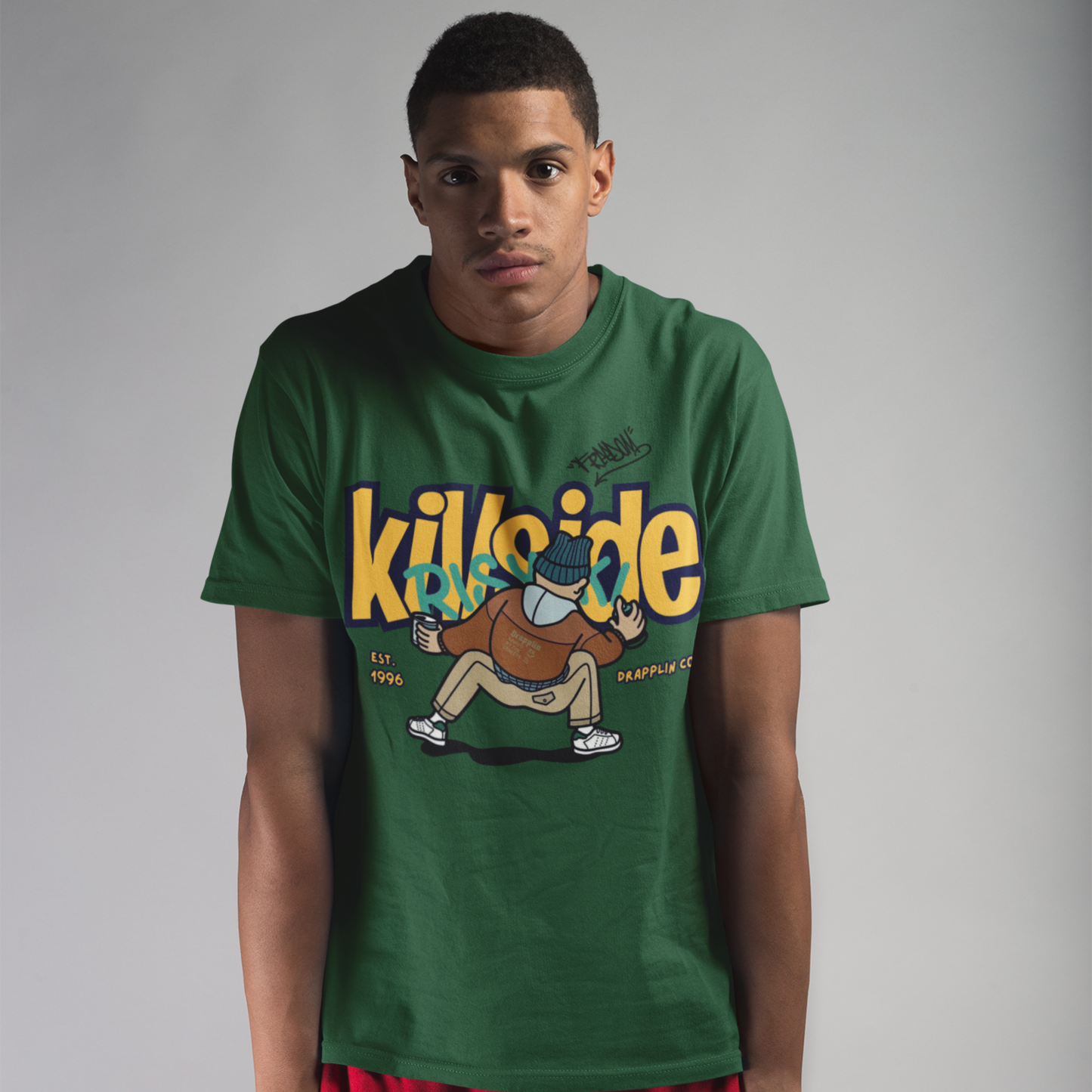 Killside Forest Green Crew Neck Graphic Printed T-shirt