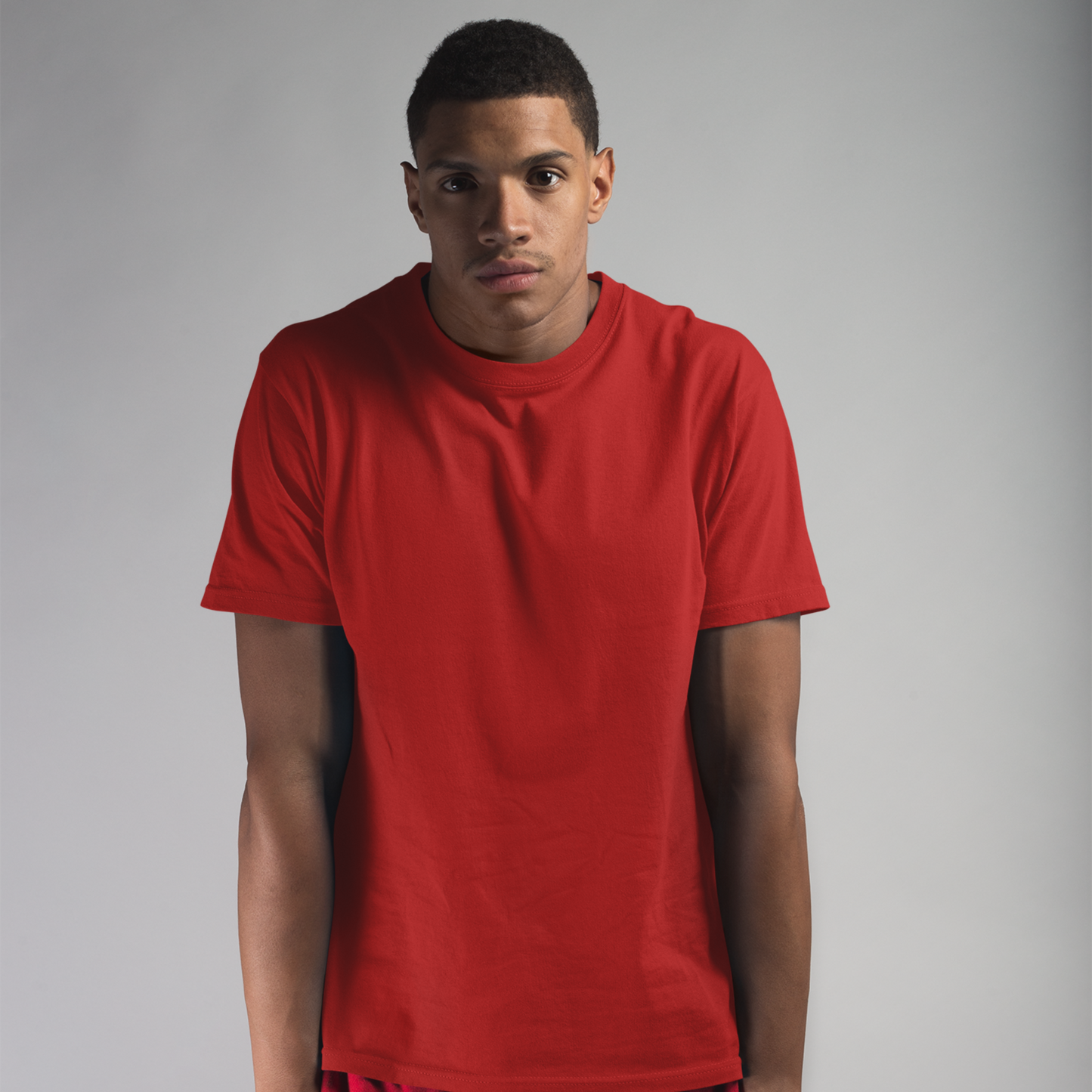Premium Red Regular Crew Neck Solid Plain T-shirt