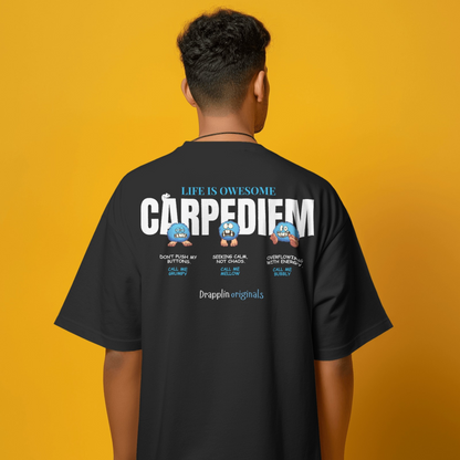 Carpediem Premium Black Oversized Typography Back Printed T-shirt