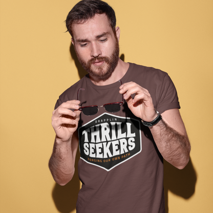 Thrill Seekers Brown Crew Neck Graphic Printed T-shirt